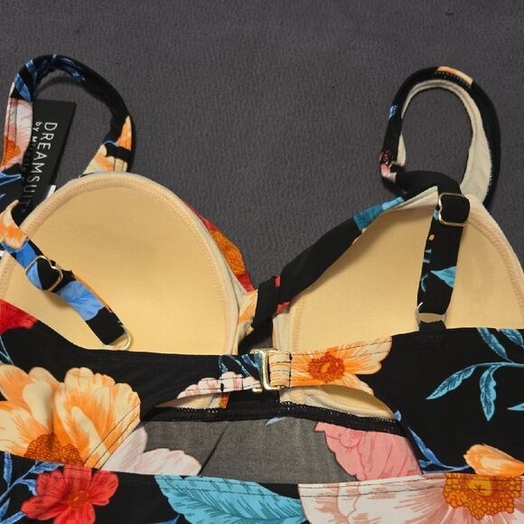 Black and Orange Bustier Swim Camisole - Picture 4 of 5